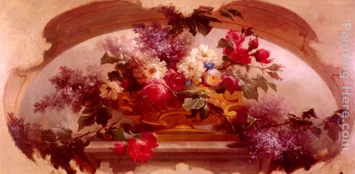Flowers in a Gilt Vase painting - Eugene Bidau Flowers in a Gilt Vase art painting